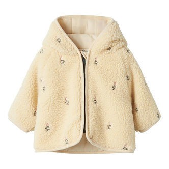 Lil' Atelier Fleecejakke - NbfNalo - Bleached Sand m. Blomster