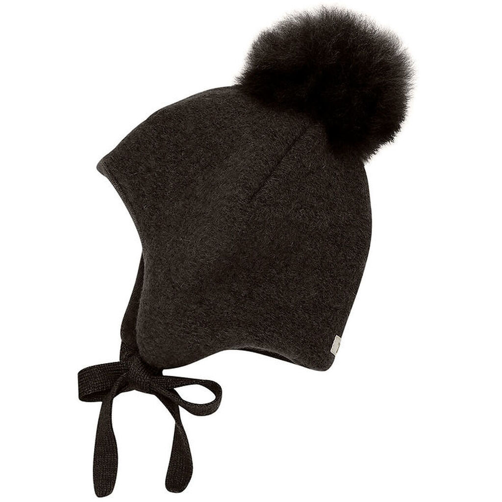 Huttelihut Hue - Uld - Dark Brown Melange m. Kvast