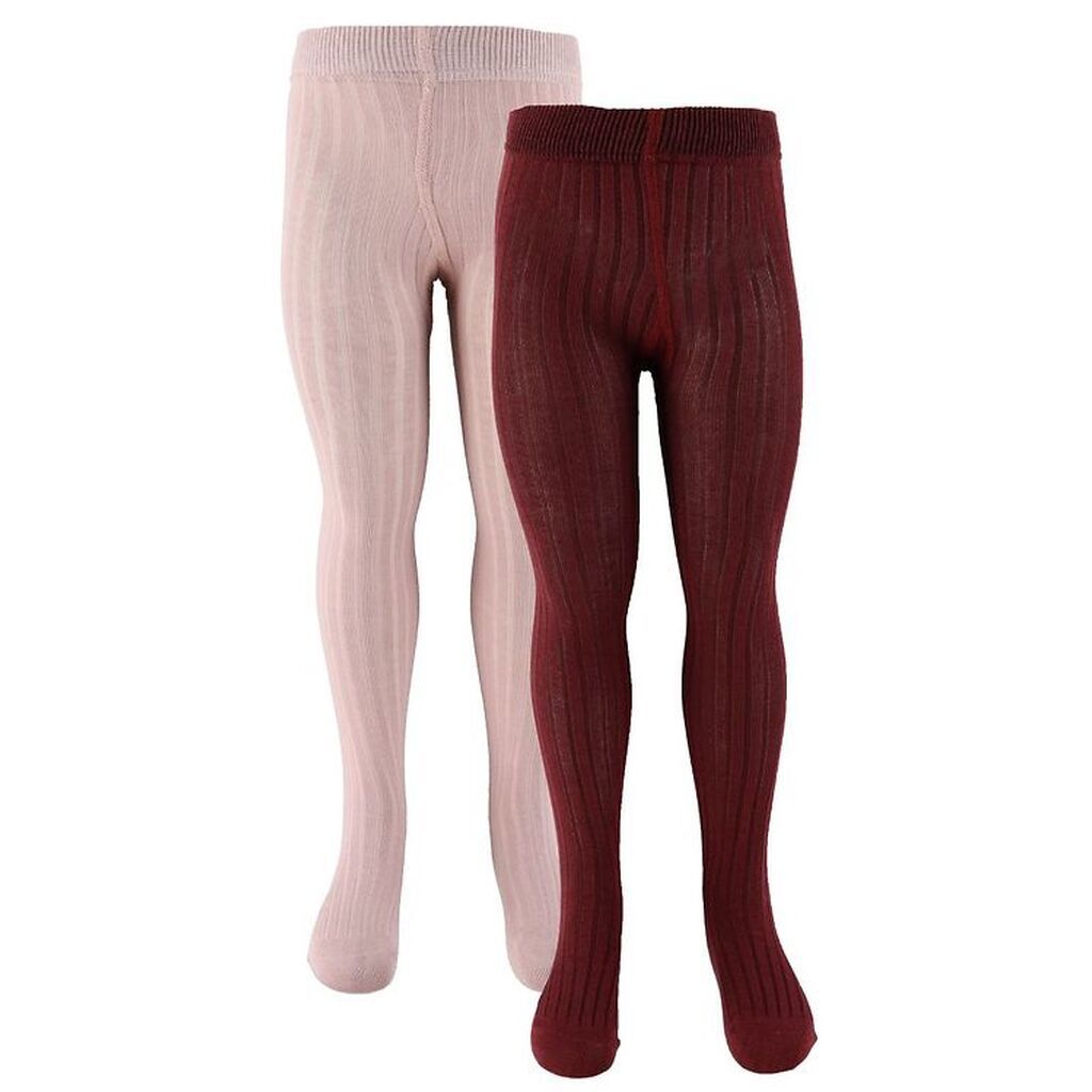 Minymo Strømpebukser - 2-pak - Solid Rib - Rose Smoke