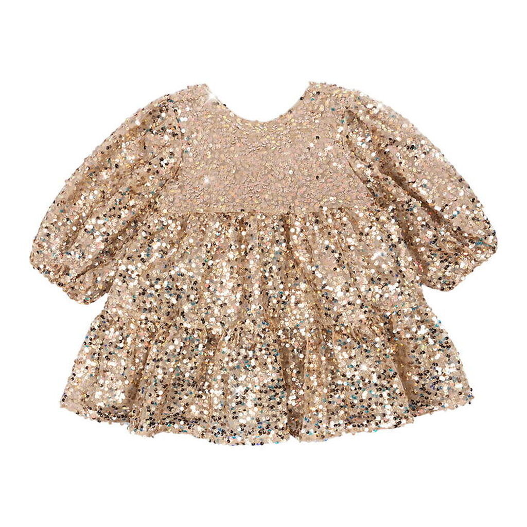 Konges Sløjd Kjole - Lila Sequins Bow - Gold Glitter