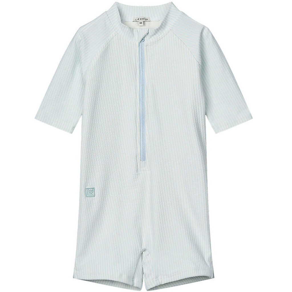 Liewood Badeheldragt - Max Seersucker - Y/D Stripe Pure Sky/Crem