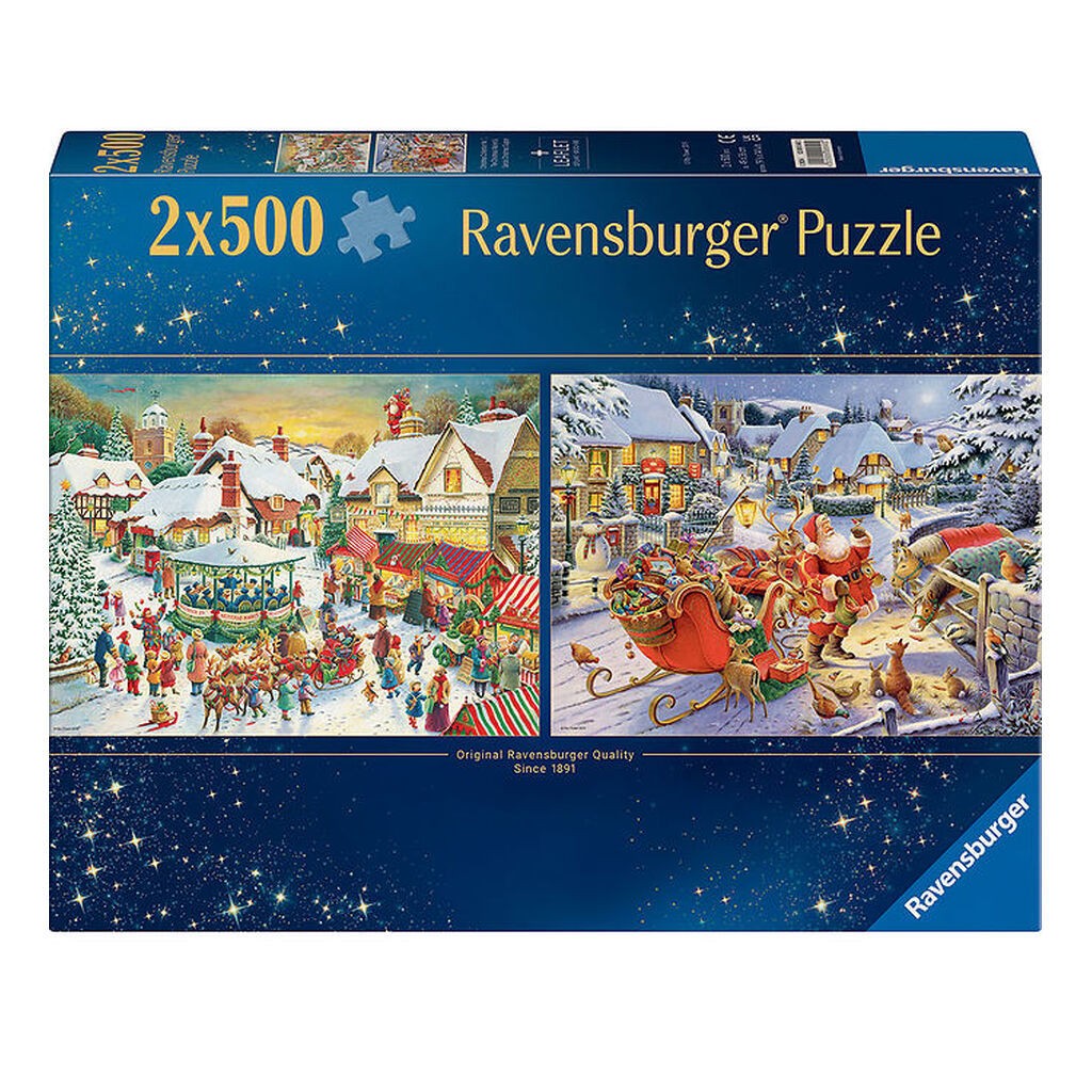 Ravensburger Puslespil - 2x500 Brikker - Christmas Collection No