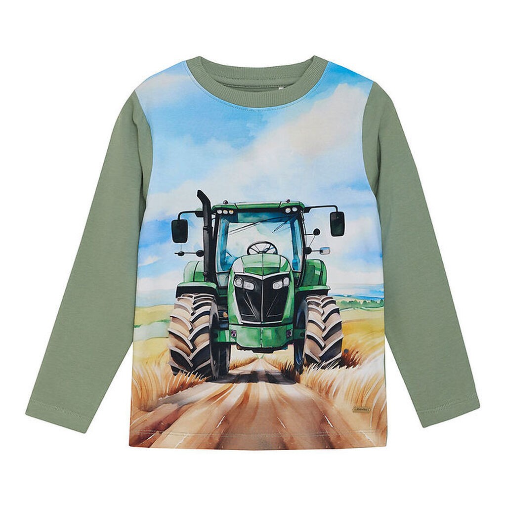 Minymo Bluse - Hedge Green m. Print