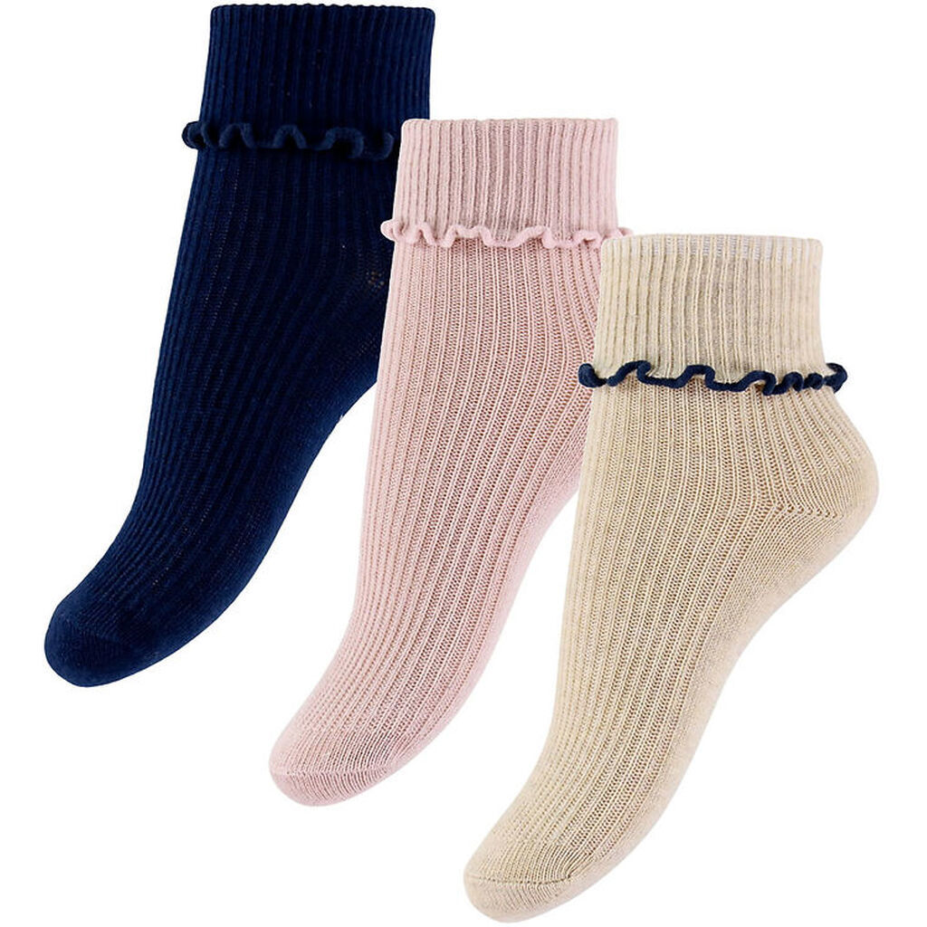 Konges Sløjd Strømper - 3-pak - Rib - Navy/Cream/Blush