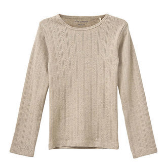 Sofie Schnoor Bluse - PetriciaSY Pointelle - Beige m. Hulmønster