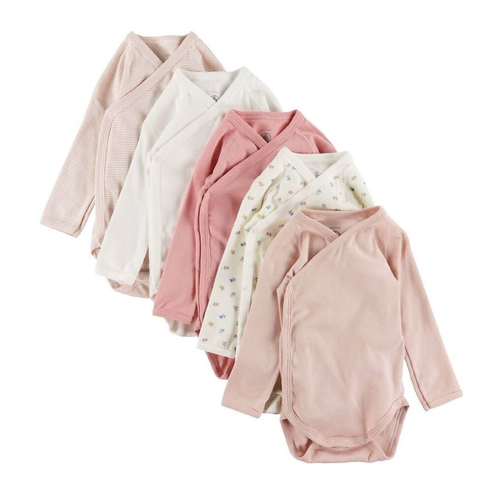 Petit Bateau Body l/æ - 5-pak - Lyserød/Hvid