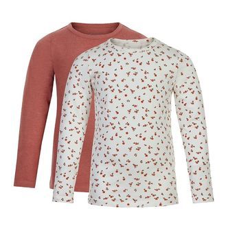 Minymo Bluse - 2-pak - Canyon Rose/Hvid m. Blomster