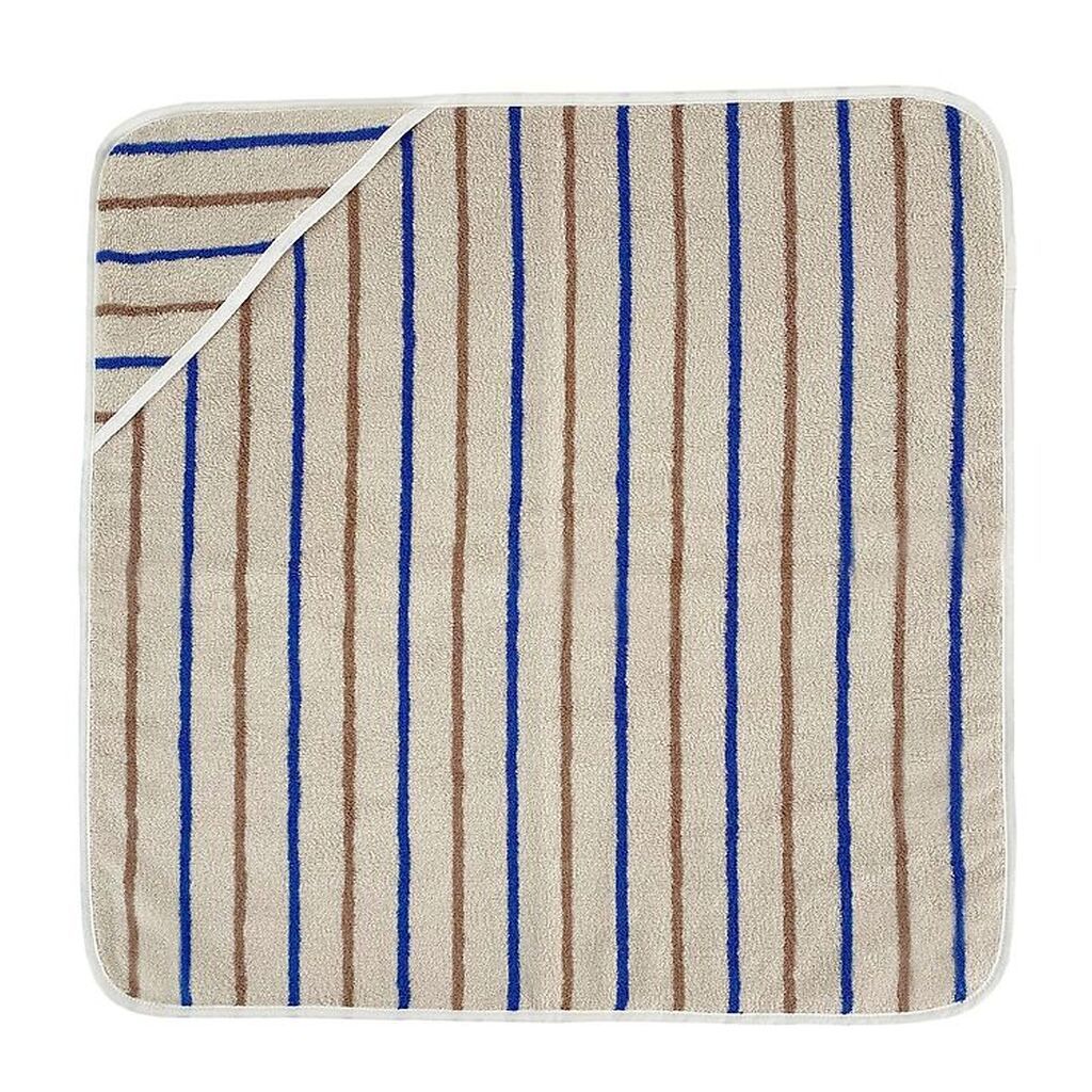 OYOY Babyhåndklæde - 100x100 cm - Raita - Karamel/Optic Blue