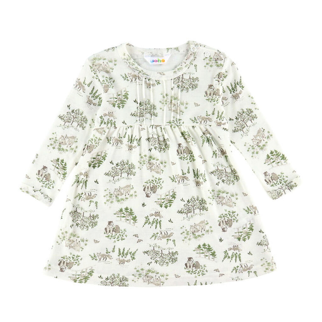 Joha Kjole - Uld/Silke - Off White m. Træer