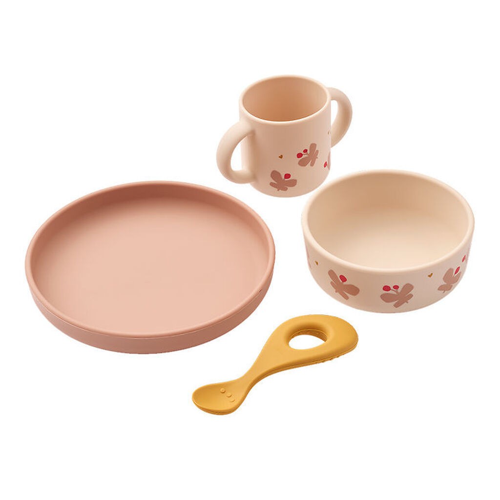 Liewood Spisesæt - Silikone - Vivi - 4 dele - Butterfly/Apple B