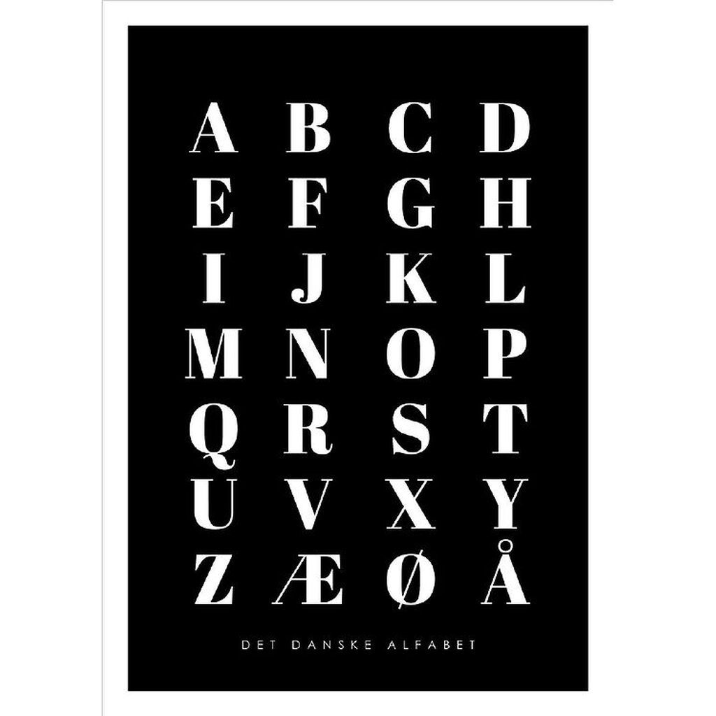 Citatplakat Plakat - B2 - Alfabet Plakat - Sort