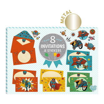 Djeco Invitationer - 8 stk. - Superhelte