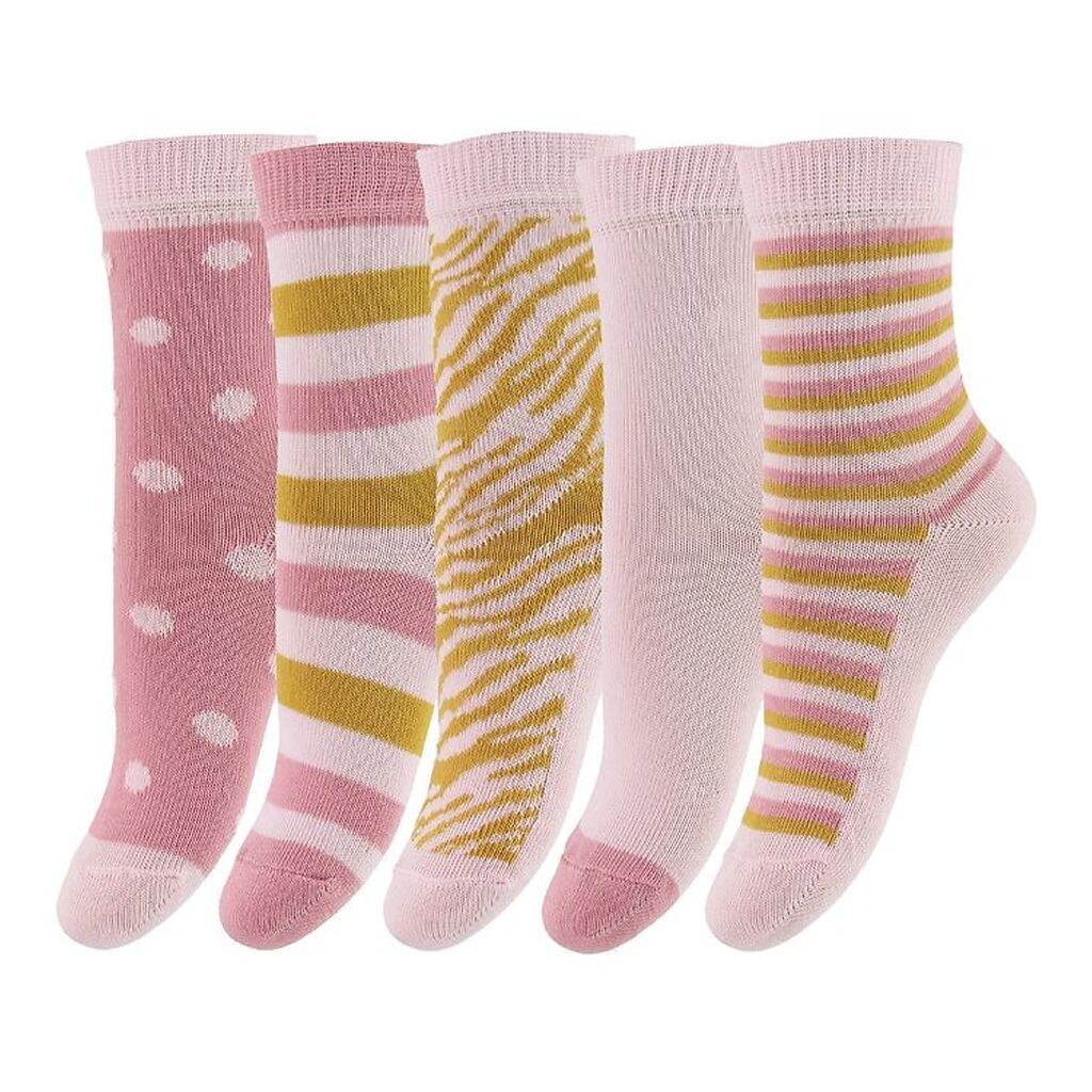 Minymo Strømper - 5-pak - Rosa m. Striber