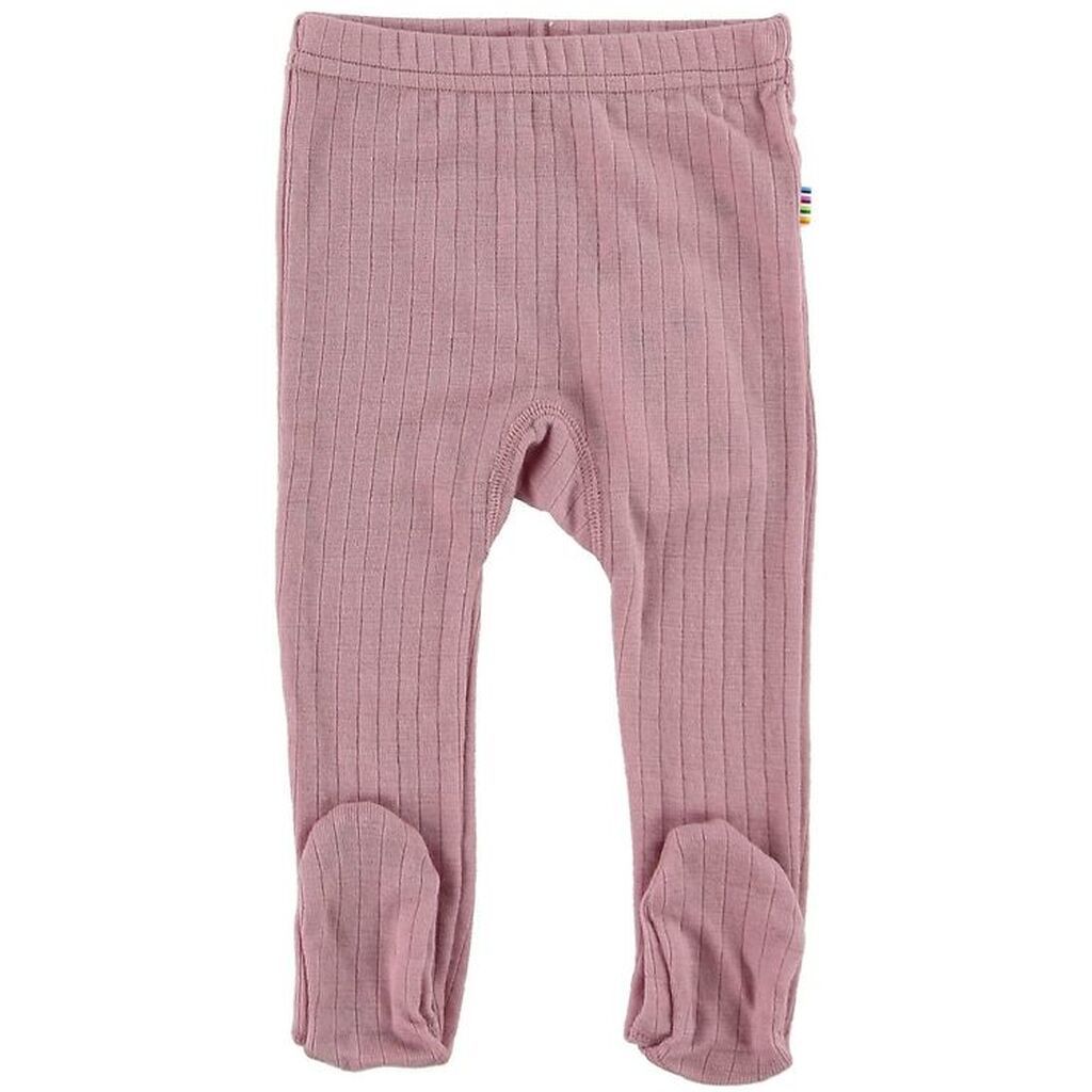 Joha Leggings m. Fod - Uld - Rosa m. Rib