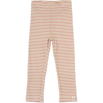 Petit Piao Leggings - Rib - Modal - Bright Rose/Dark Off White