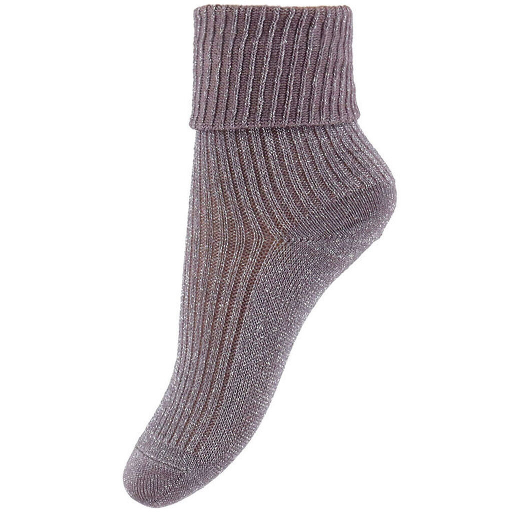 MP Strømper - Uld - Rib - Iris - Glitter - Dark Purple Dove