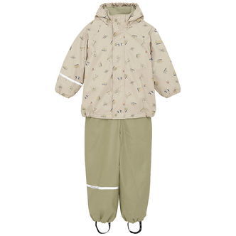 CeLaVi Regntøj m. Seler/Fleece - Recycle PU - White Pepper m. Pr