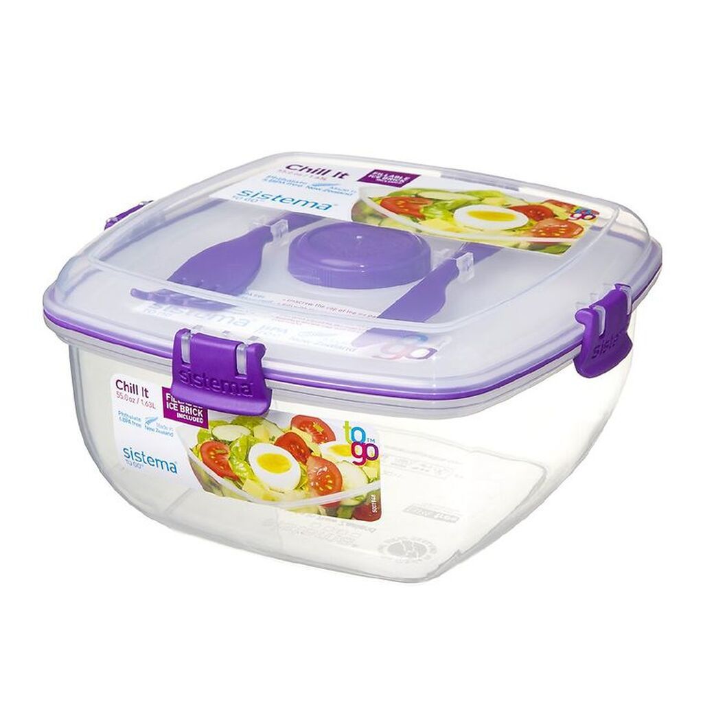 Sistema Madkasse m. Tilbehør - Salad Max - 1,63 l - Lilla