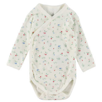 Petit Bateau Slå-om Body l/æ - Marshmallow/Multicolor