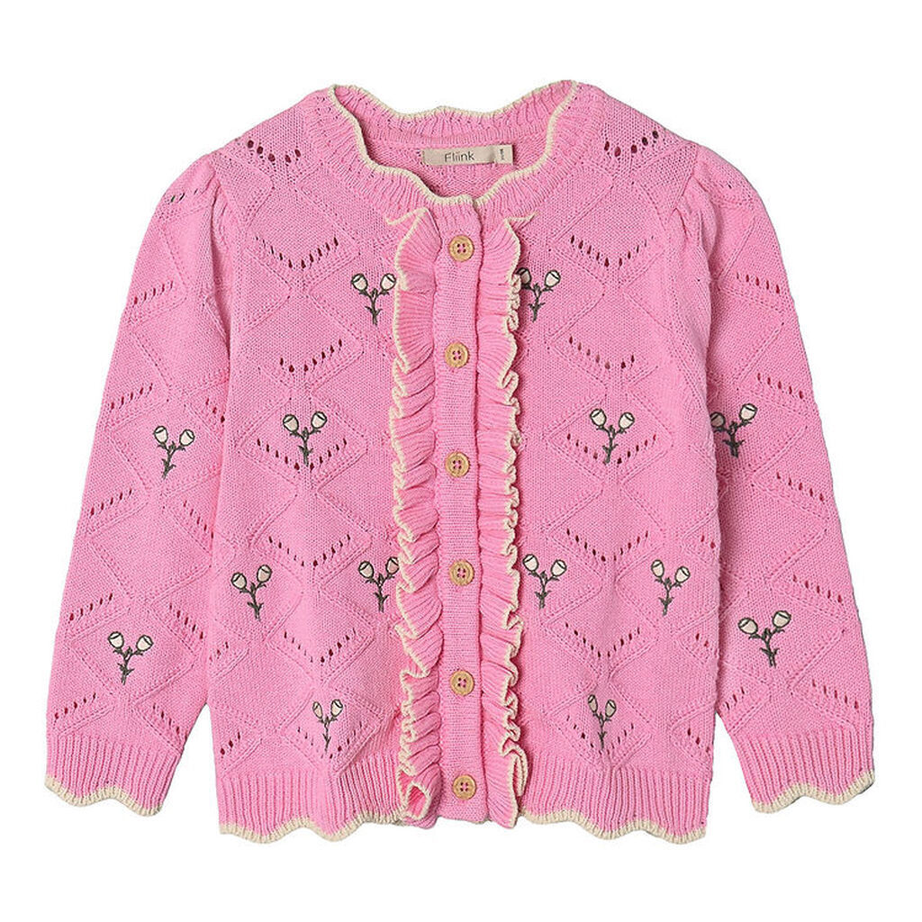 Fliink Cardigan - Strik - Mela Flower - Begonia Pink