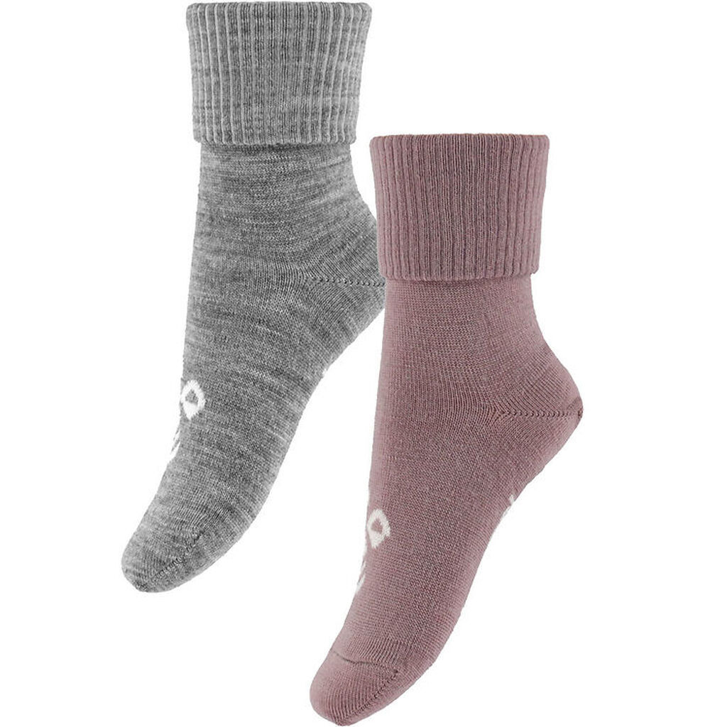 Hummel Strømper - HmlMini - 2-pak - Uld - Grey Melange/Twillight