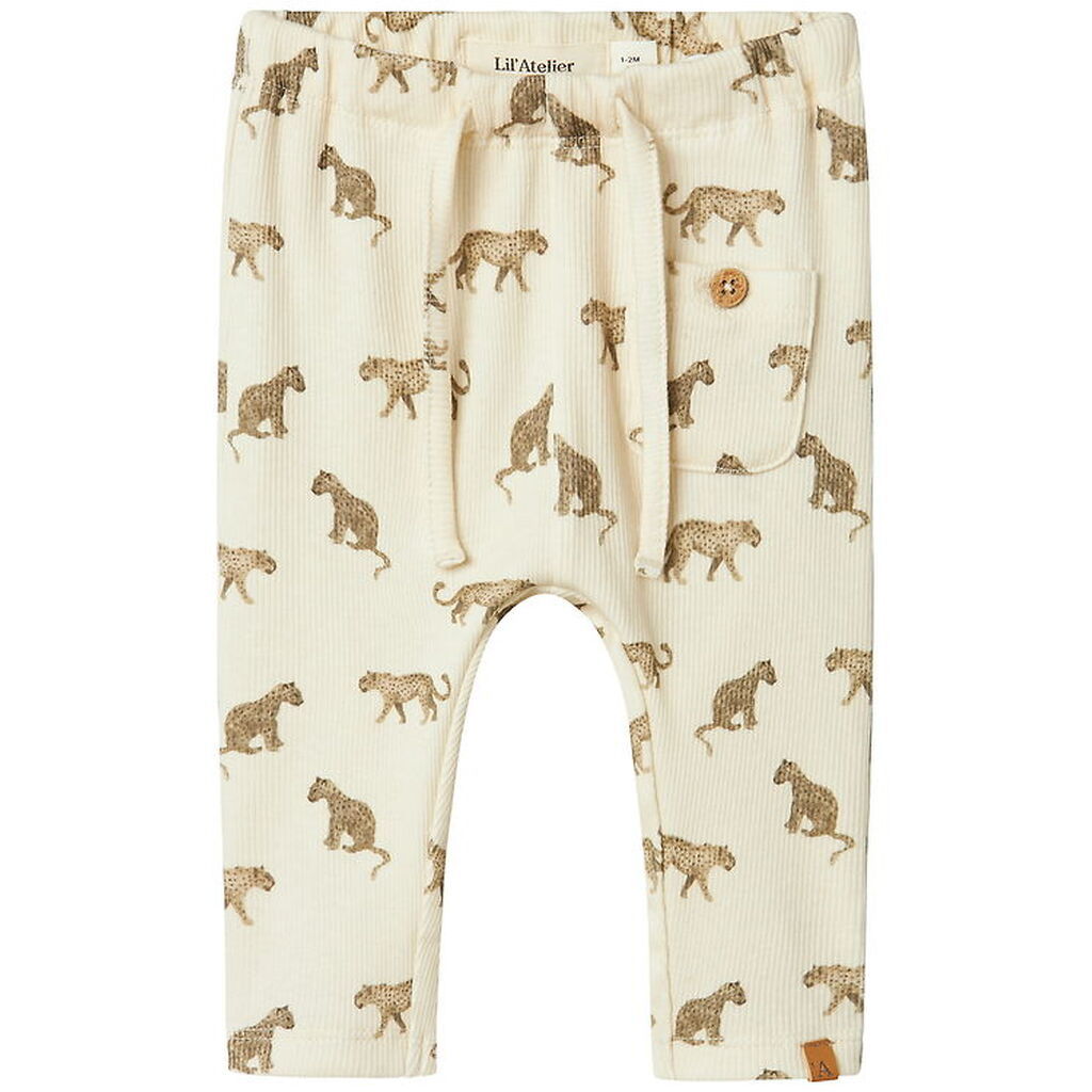 Lil Atelier Bukser - Rib - NbmLavo - Loose - Turtledove m. Print