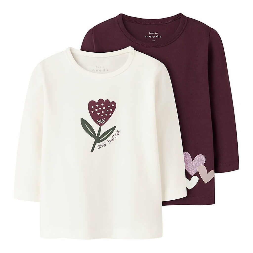 Name It Bluse - 2-pak - NbfVubie - Fig/Cloud Dancer