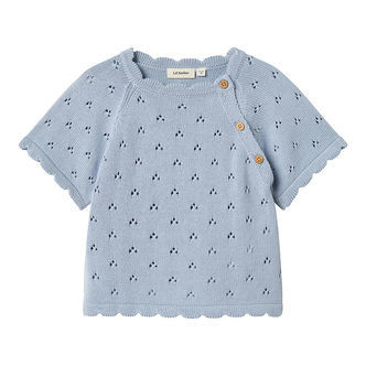 Lil' Atelier T-shirt - Strik - NmfJola - Zen Blue m. Hulmønster