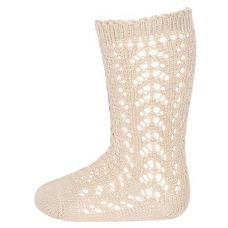 Condor Knæstrømper m. Hulmønster - Beige