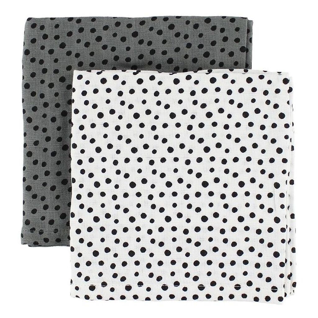 Done By Deer Stofble - 2-pak - 70x70 - Grå/Hvid m. Prikker