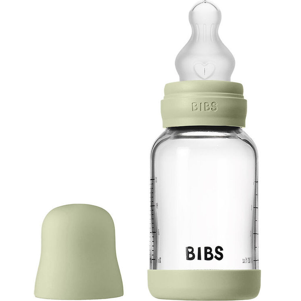 BIBS Sutteflaske - 120 ml - Glas/Silikone - Sage
