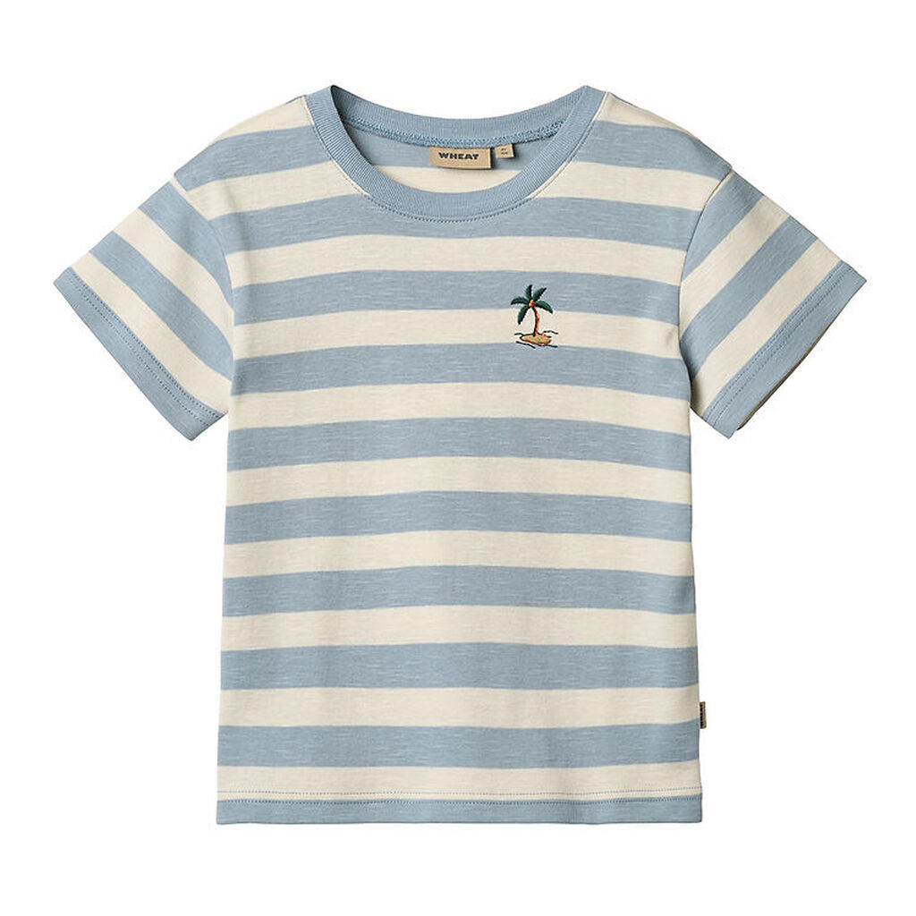 Wheat T-shirt - Liam - Calm Blue Stripe