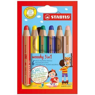 Stabilo Farveblyanter - Woody 3-i-1 - 6 stk. - Multifarvet