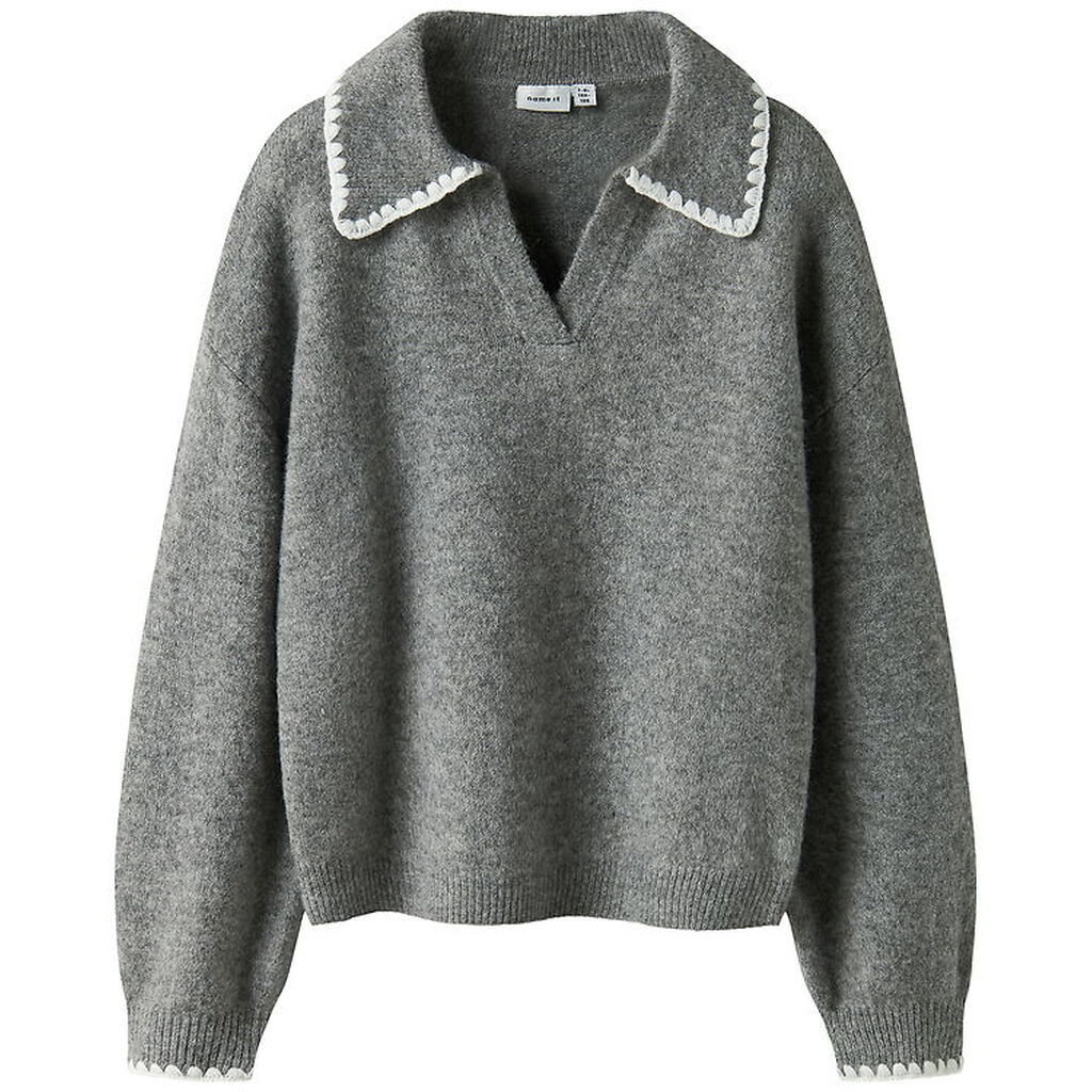 Name It Bluse - Polo Strik - NkfRikasa - Grey Melange