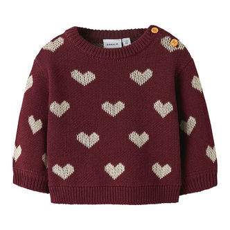 Name It Bluse - Strik - NbfOana - Burgundy/Peyote Heart