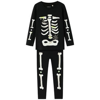 Name It Nattøj - 2-delt - Glow - NmnOwen - Sort/Lemonade