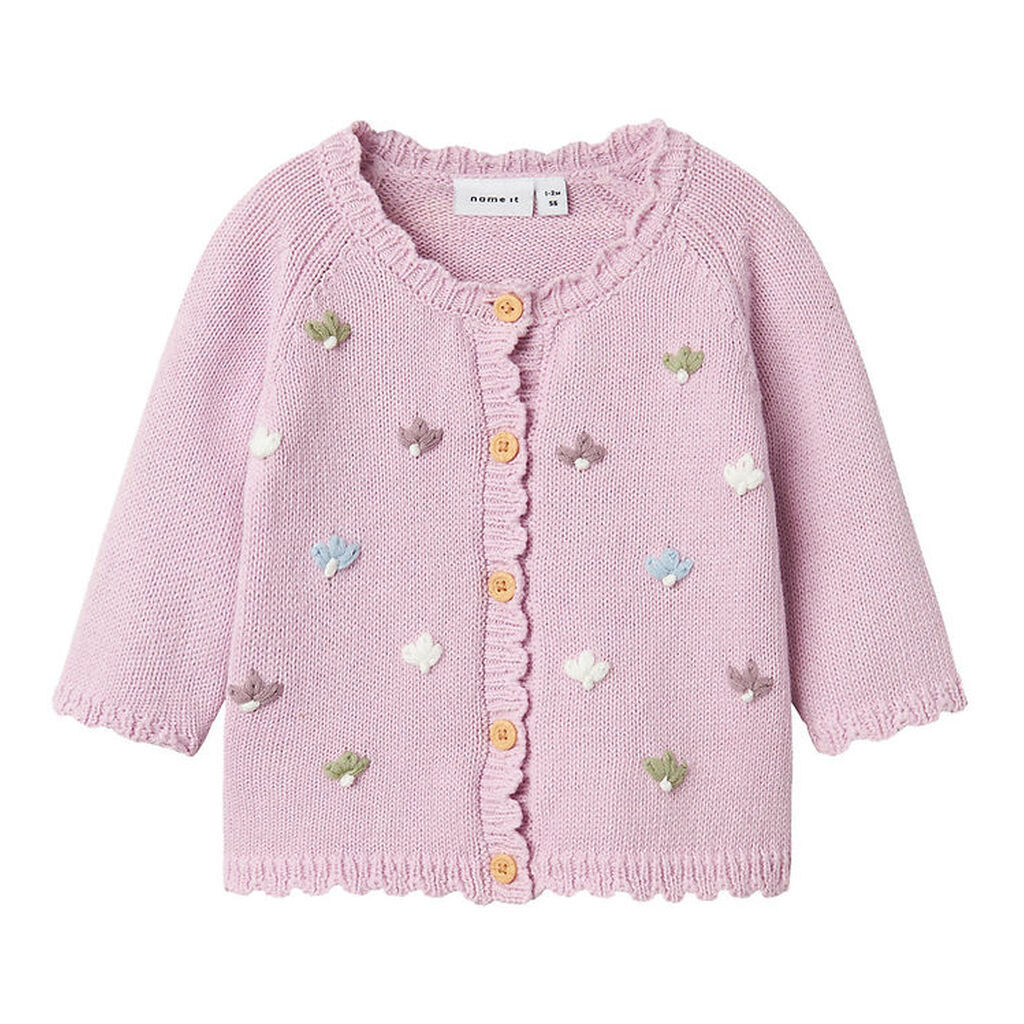 Name It Cardigan - Strik - NbfBilili - Winsome Orchid m. Blomste