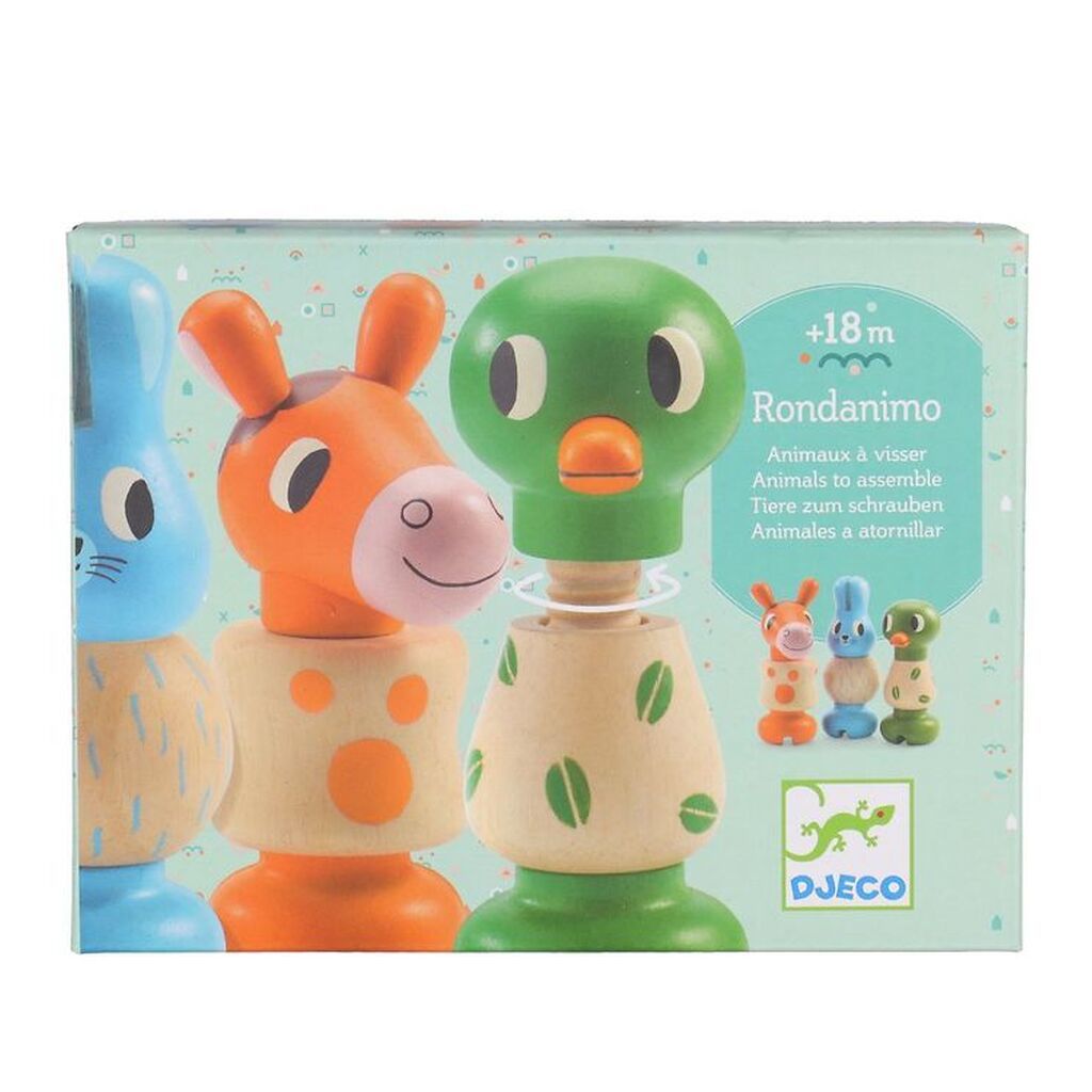 Djeco Trælegetøj - 3 stk. - Skrue Sammen-Dyr