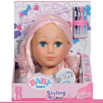 Baby Born Sminkehoved m. Tilbehør - Sister Styling Artist
