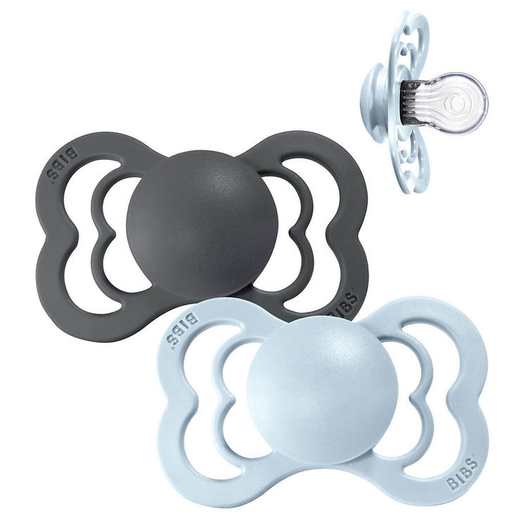 BIBS Supreme Sutter - Str. 1 - 2-pak - Symmetrisk - Iron/Baby Bl