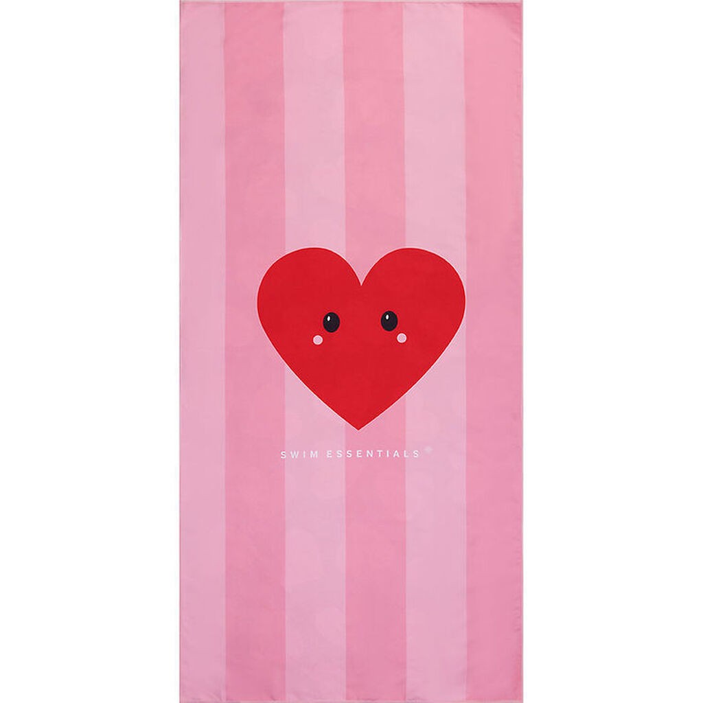 Swim Essentials Håndklæde - Microfiber - 135x65 cm - Red Hearts