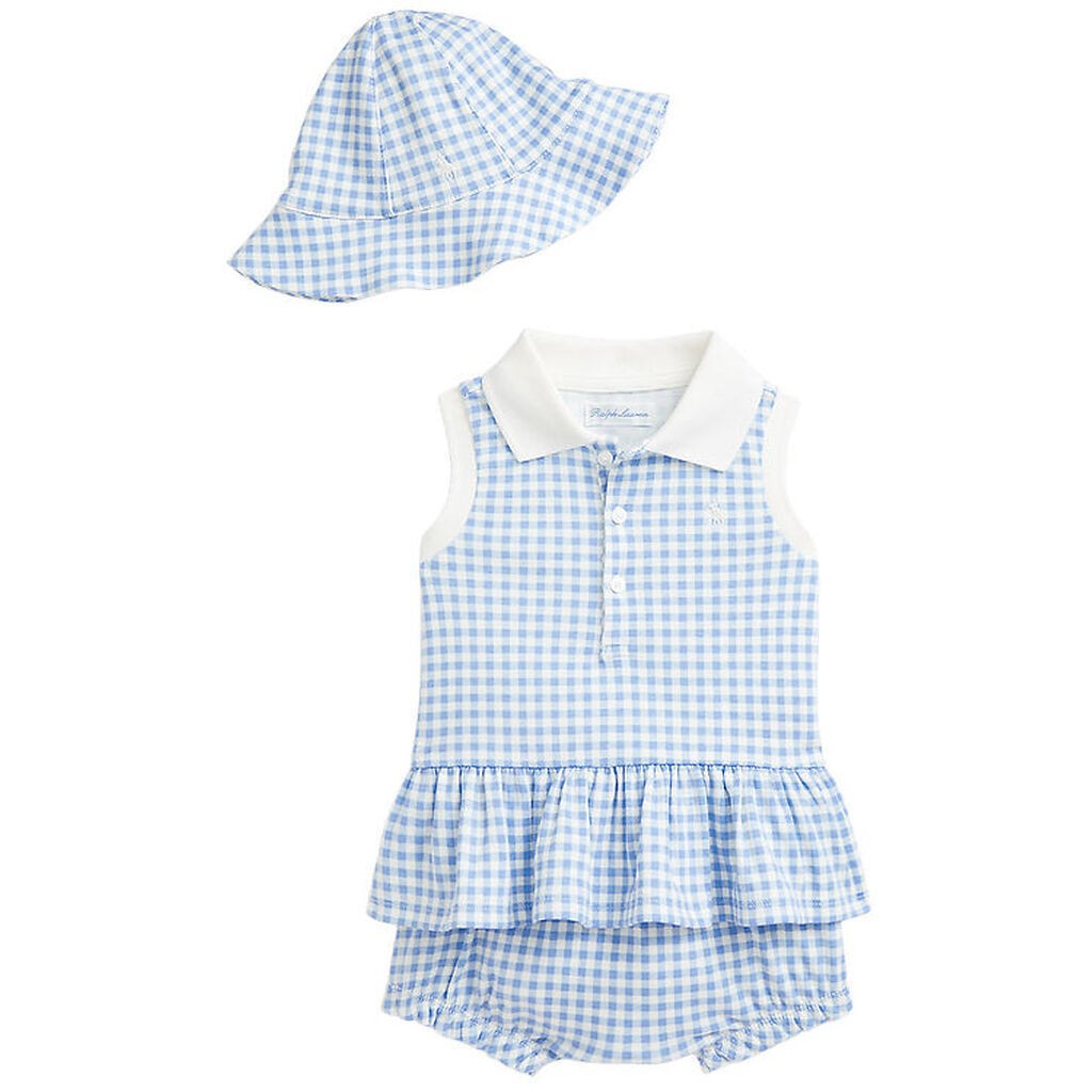 Polo Ralph Lauren Sommersæt - Top/Bloomers/Sommerhat - Blåternet