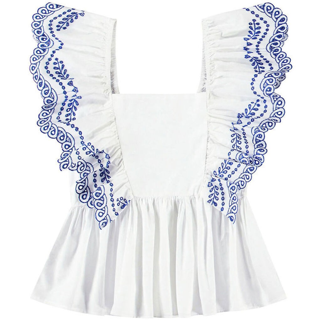 Molo Top - Rosamond - Crisp White m. Hulmønster