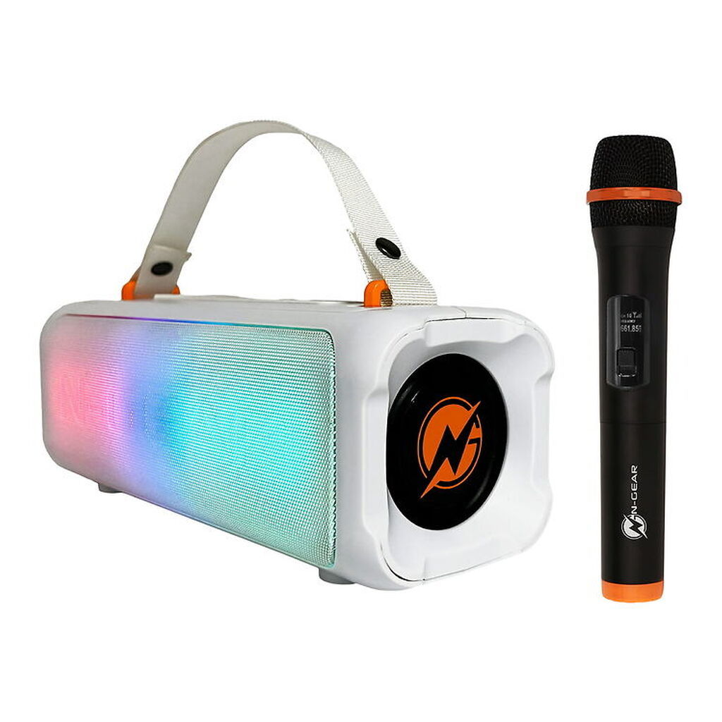 N-GEAR Højtaler m. Mikrofon/Lys - Blazooka 703 - Trådløs - Hvid