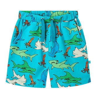 Småfolk Shorts - Blue Atoll m. Hammerhajer