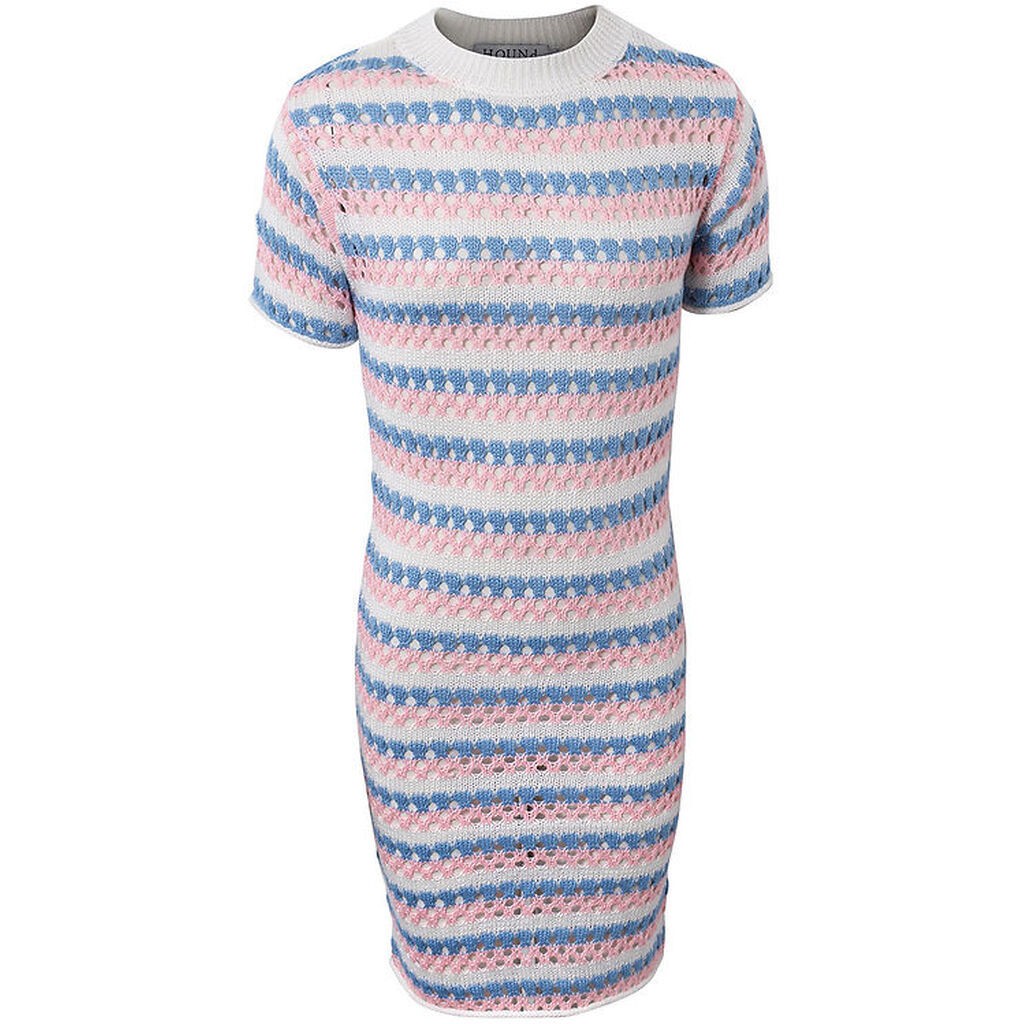 Hound Kjole - Strik - Rosa/Hvid/Blåstribet m. Hulmønster