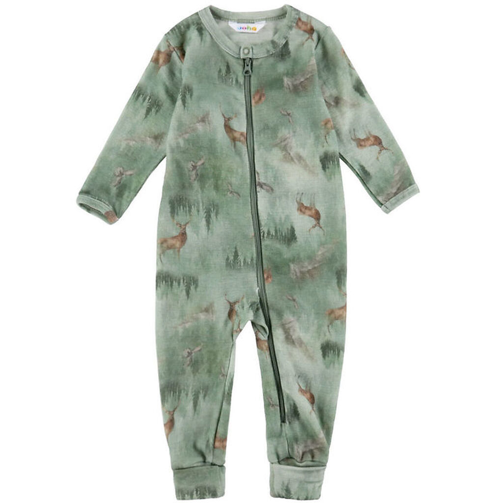 Joha Heldragt m. Fødder - Uld - Grøn m. Skov