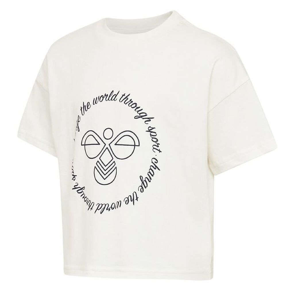 Hummel T-shirt - Cropped - hmlMary - Hvid m. Print