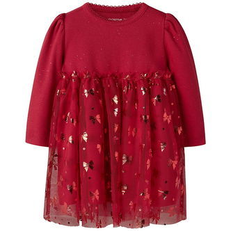 Name It Kjole - Rib/Tyl - NbfRosally - Jester Red m. Sløjfer