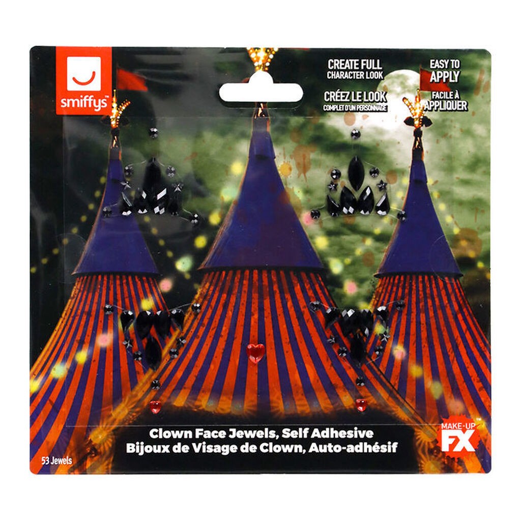 Smiffys Diamantklistermærker Til Ansigtet - 53 Stk. - Clown Face
